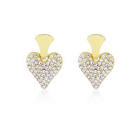 1 Pair Vacation Sweet Heart Shape Plating Inlay Iron Rhinestones Gold Plated Drop Earrings main image 3