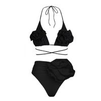 Femmes Couleur Unie Fleur Ensemble 2 Pièces Bikinis Maillots De Bain main image 6