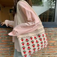 Frau Mittel Stricken Blume Vintage-Stil Weben Offen Schultertasche main image 1