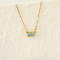 304 Stainless Steel 18K Gold Plated IG Style Modern Style Classic Style Inlay Rectangle Zircon Pendant Necklace sku image 12