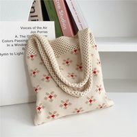 Frau Mittel Stricken Blume Basic Klassischer Stil Quadrat Offen Schultertasche sku image 2