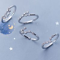 Sterling Silver White Gold Plated Silver Plated Casual Elegant Plating Inlay Constellation Zircon Open Rings main image 1