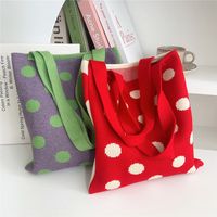 Women's Medium Knit Polka Dots Vintage Style Classic Style Square Open Shoulder Bag main image 5