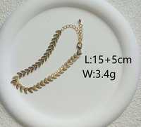 Copper 18K Gold Plated IG Style Hawaiian Modern Style Leaves Grain Bracelets Necklace main image 2