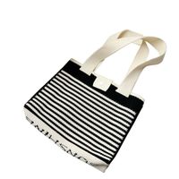 Women's Medium Knit Stripe Classic Style Buckle Tote Bag main image 2
