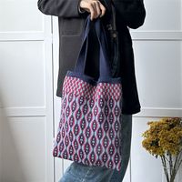 Women's Medium Knit Geometric Vintage Style Open Shoulder Bag main image 2