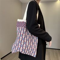 Women's Medium Knit Geometric Vintage Style Open Shoulder Bag sku image 1