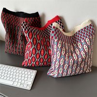 Women's Medium Knit Geometric Vintage Style Open Shoulder Bag main image 1