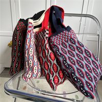 Women's Medium Knit Geometric Vintage Style Open Shoulder Bag main image 5
