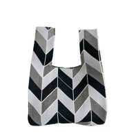 Women's Small Knit Geometric Vintage Style Open Handbag main image 4