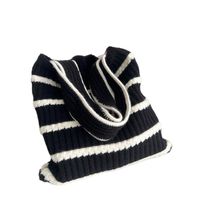 Women's Medium Knit Stripe Basic Classic Style Square Open Handbag main image 2