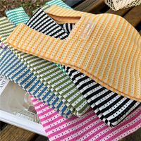 Women's Small Knit Stripe Basic Vintage Style Open Handbag main image 3