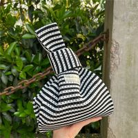 Women's Small Knit Stripe Basic Vintage Style Open Handbag sku image 1