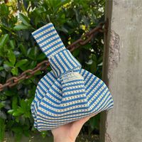 Women's Small Knit Stripe Basic Vintage Style Open Handbag sku image 4