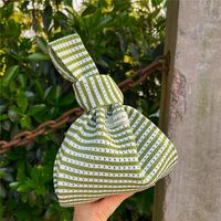 Women's Small Knit Stripe Basic Vintage Style Open Handbag sku image 2