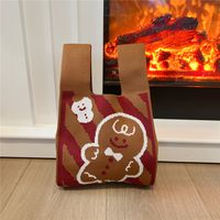Women's Small Knit Christmas Tree Santa Claus Cute Square Open Handbag sku image 7