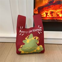 Femmes Petit Tricoter Sapin De Noël Père Noël Mignon Carré Ouvert Sac À Main sku image 4