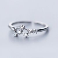 Sterling Silver White Gold Plated Silver Plated Casual Elegant Plating Inlay Constellation Zircon Open Rings sku image 4