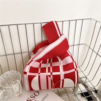 Women's Small Knit Houndstooth Stripe Butterfly Classic Style Square Open Handbag sku image 6