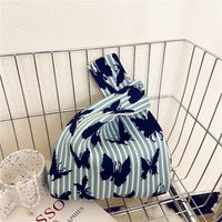 Women's Small Knit Houndstooth Stripe Butterfly Classic Style Square Open Handbag sku image 10