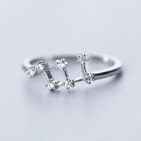 Sterling Silver White Gold Plated Silver Plated Casual Elegant Plating Inlay Constellation Zircon Open Rings sku image 10