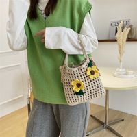 Women's Medium Straw Flower Streetwear Open Shoulder Bag main image 3