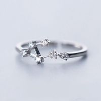 Sterling Silver White Gold Plated Silver Plated Casual Elegant Plating Inlay Constellation Zircon Open Rings sku image 2