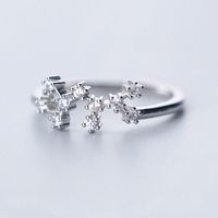 Sterling Silver White Gold Plated Silver Plated Casual Elegant Plating Inlay Constellation Zircon Open Rings sku image 12