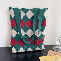 Frau Mittel Stricken Farbblock Linge Basic Vintage-Stil Offen Schultertasche main image 3