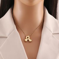 304 Stainless Steel Copper 18K Gold Plated Simple Style Commute Letter Pendant Necklace sku image 1