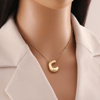304 Stainless Steel Copper 18K Gold Plated Simple Style Commute Letter Pendant Necklace main image 4