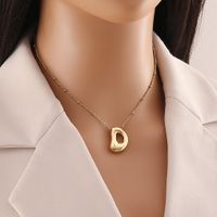 304 Stainless Steel Copper 18K Gold Plated Simple Style Commute Letter Pendant Necklace main image 5