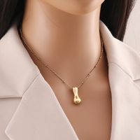 304 Stainless Steel Copper 18K Gold Plated Simple Style Commute Letter Pendant Necklace main image 10