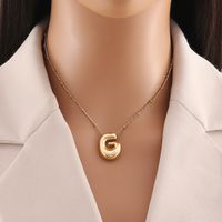 304 Stainless Steel Copper 18K Gold Plated Simple Style Commute Letter Pendant Necklace main image 8