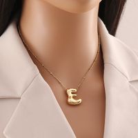 304 Stainless Steel Copper 18K Gold Plated Simple Style Commute Letter Pendant Necklace main image 6