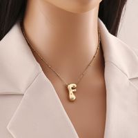 304 Stainless Steel Copper 18K Gold Plated Simple Style Commute Letter Pendant Necklace main image 7