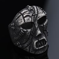 Hip-Hop Streetwear Mask 304 Stainless Steel Hollow Out Carving Men's Rings main image 5