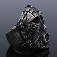 Hip-Hop Streetwear Mask 304 Stainless Steel Hollow Out Carving Men's Rings main image 4