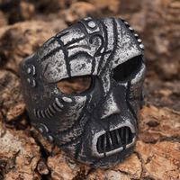 Hip-Hop Streetwear Mask 304 Stainless Steel Hollow Out Carving Men's Rings main image 7
