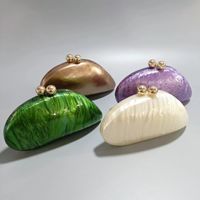 Green Arylic Solid Color Dumpling Shape Evening Bags main image 11