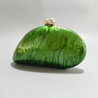 Green Arylic Solid Color Dumpling Shape Evening Bags main image 9