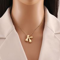 304 Stainless Steel Copper 18K Gold Plated Simple Style Commute Letter Pendant Necklace sku image 11