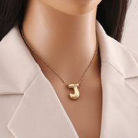 304 Stainless Steel Copper 18K Gold Plated Simple Style Commute Letter Pendant Necklace sku image 10