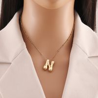 304 Stainless Steel Copper 18K Gold Plated Simple Style Commute Letter Pendant Necklace sku image 14