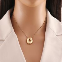 304 Stainless Steel Copper 18K Gold Plated Simple Style Commute Letter Pendant Necklace sku image 15
