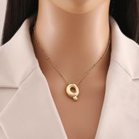 304 Stainless Steel Copper 18K Gold Plated Simple Style Commute Letter Pendant Necklace sku image 17