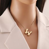 304 Stainless Steel Copper 18K Gold Plated Simple Style Commute Letter Pendant Necklace sku image 23