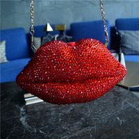 Women's Medium Cotton Rubber Drill Solid Color Vintage Style Sexy Lock Clasp Evening Bag sku image 1