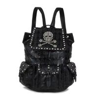 Waterproof 18 Inch Solid Color Skull Diamond Holiday Street School Backpack sku image 1