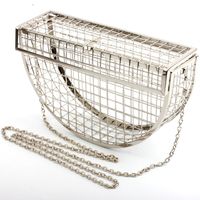 Women's Mini Metal Solid Color Streetwear Hollow Semicircle Lock Clasp Evening Bag sku image 2